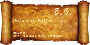 Beleznai Valter névjegykártya